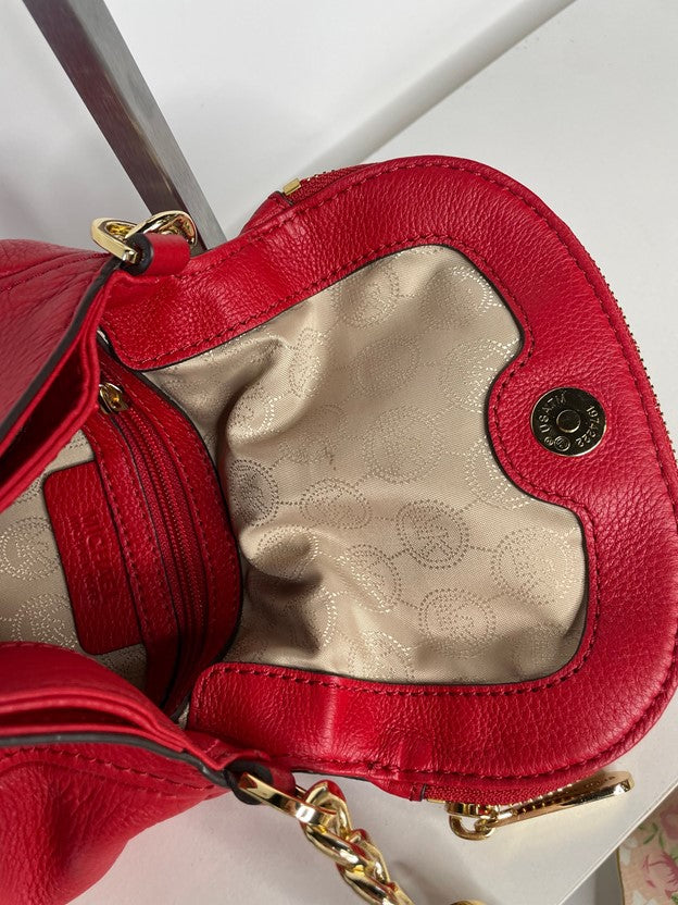 Red Leather Gold Hardware Mini Crossbody