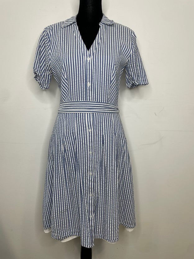 Blue & White Striped Knot In The Front Dress