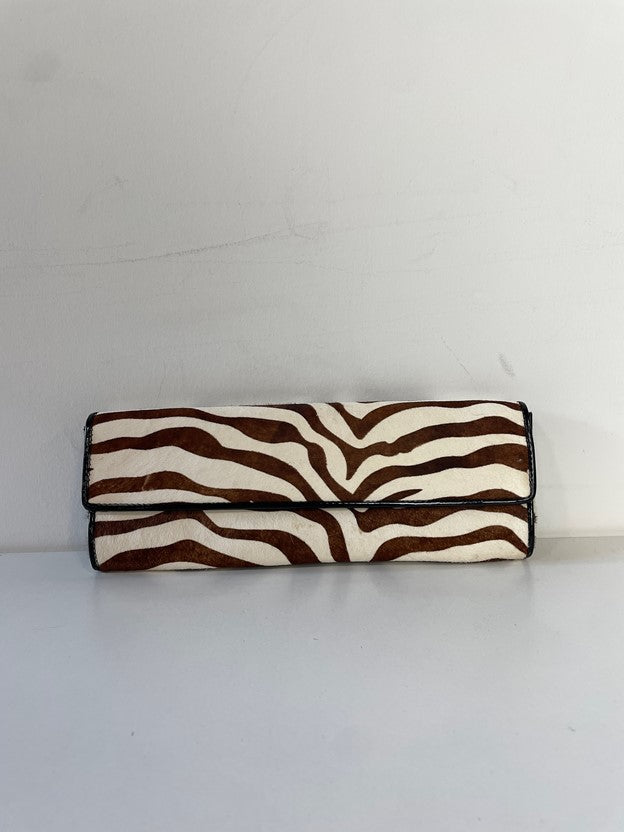 Brown Zebra Print Heels w/ Matching Convertible Clutch Purse