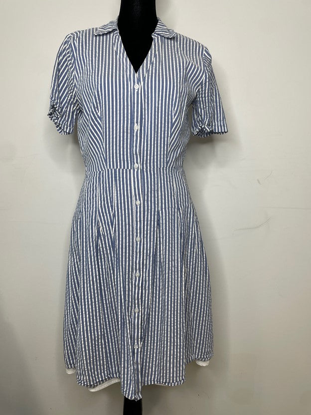 Blue & White Striped Knot In The Front Dress