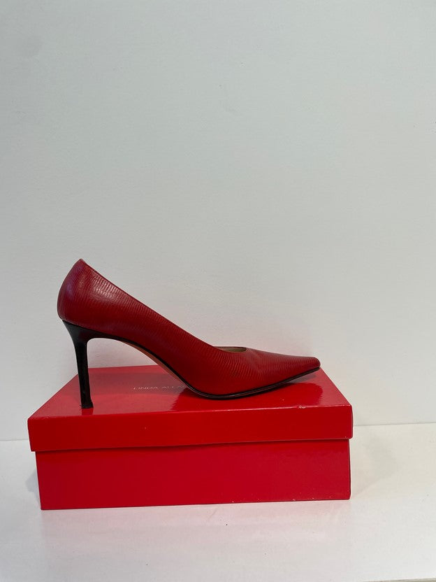 Red Snakeskin Pumps