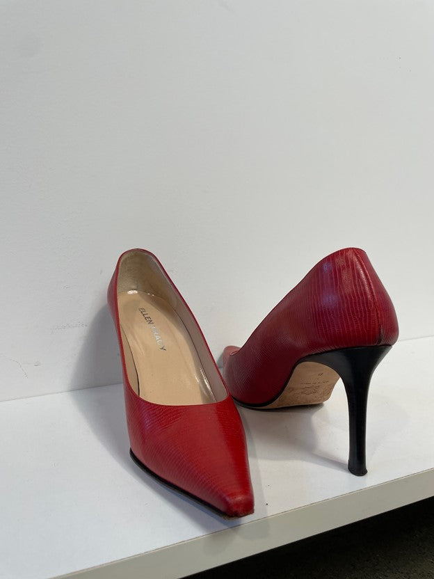 Red Snakeskin Pumps