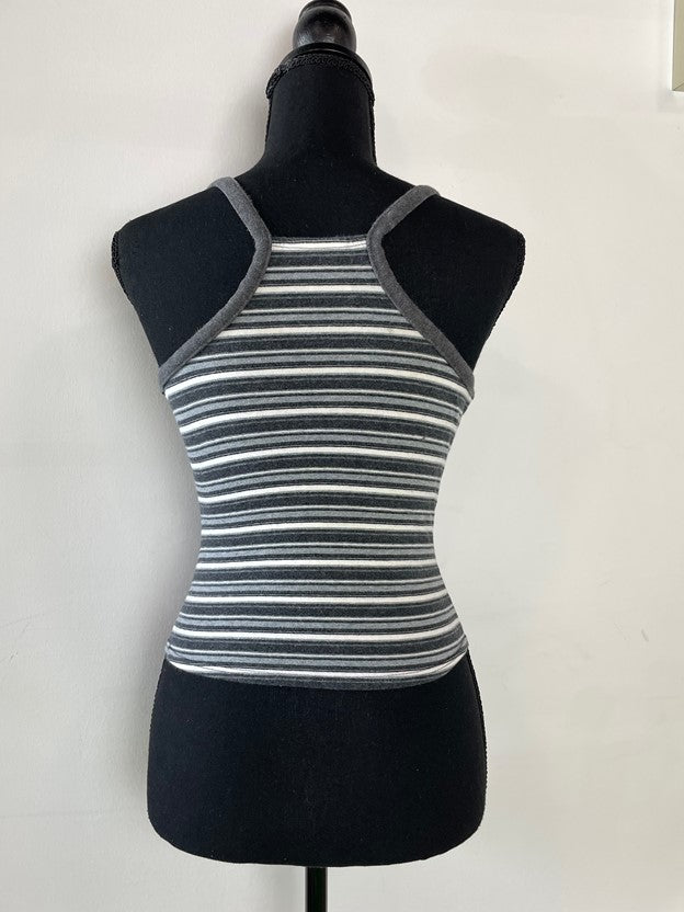 Grey and White Halter Neck Tank Top