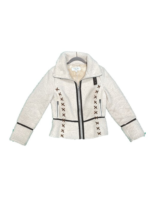 Sherpa Zip up Lace up Suede Detail Jacket