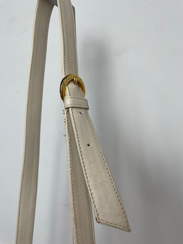 Vintage White Leather Crossbody Handbag