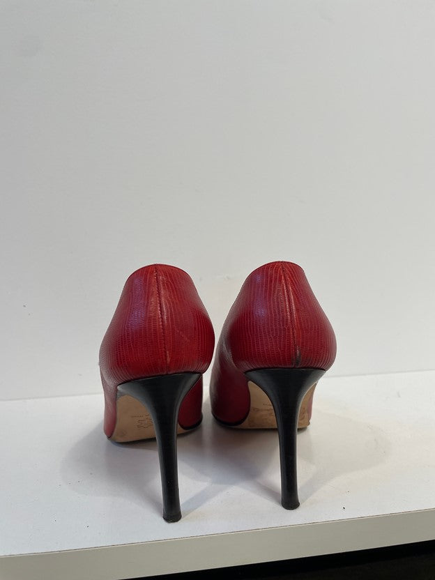 Red Snakeskin Pumps