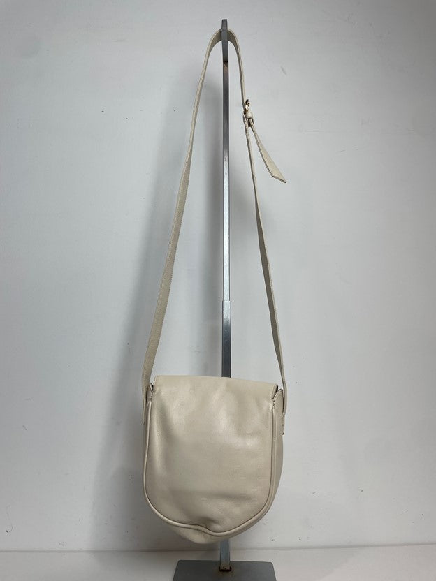 Vintage White Leather Crossbody Handbag