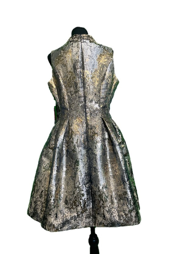 V Neck Metallic a Line Dress
