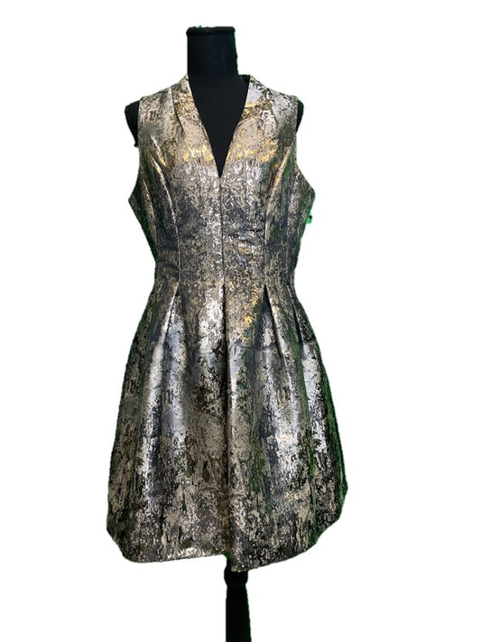 V Neck Metallic a Line Dress