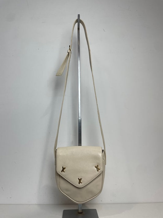 Vintage White Leather Crossbody Handbag