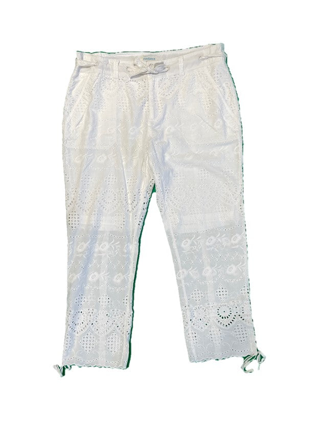 White Cream Eyelet Cut Out Pants