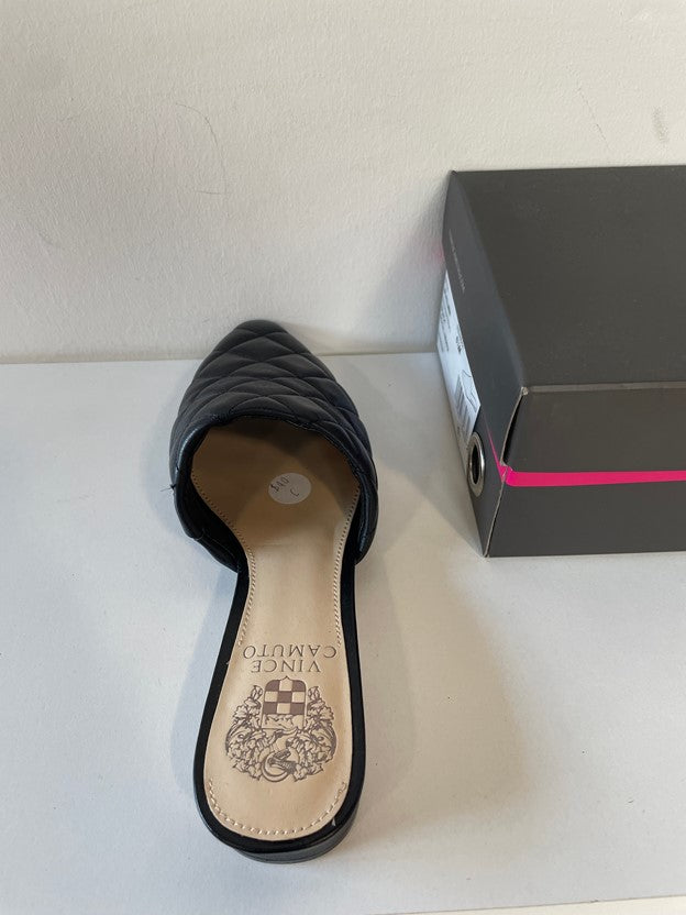 Black Quilted Pointed Toe Slip On Flats
