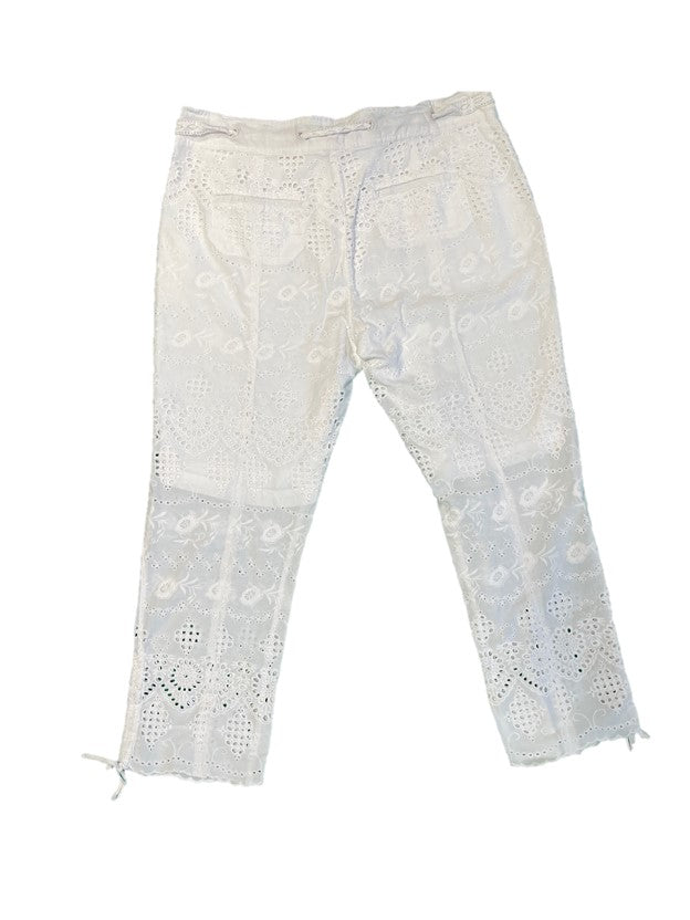 White Cream Eyelet Cut Out Pants