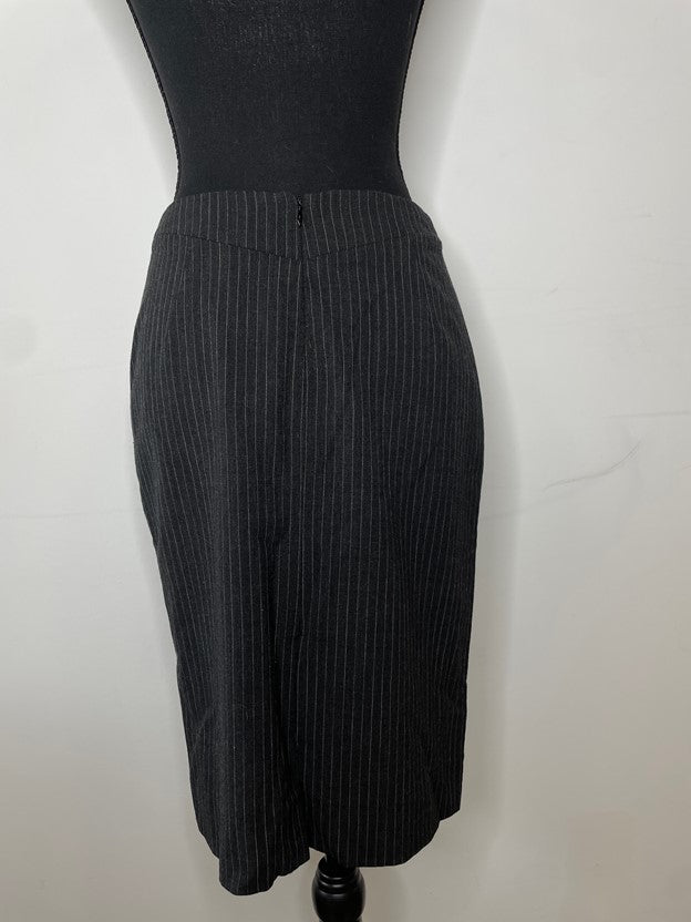 Pinned Striped Pencil Skirts Above The Knee