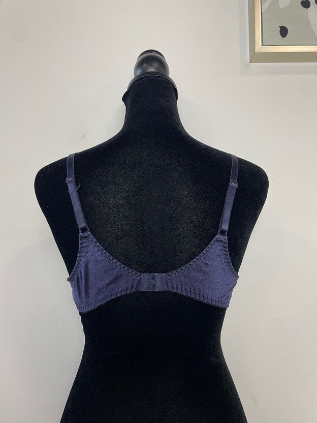 Vintage Navy Blue Lace Bra With Bow