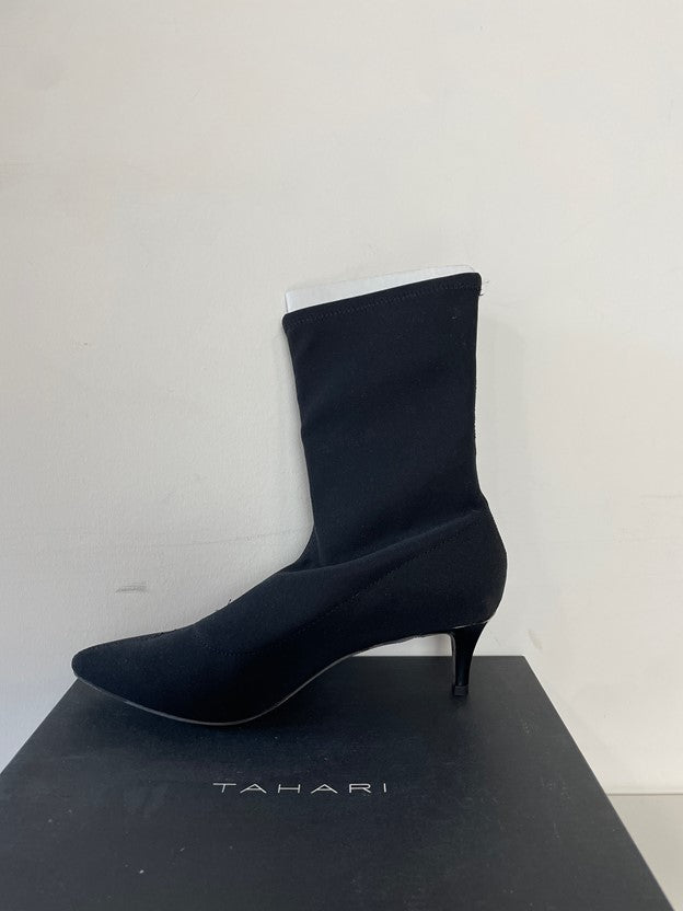 Black Suede Heeled Pointed Toe Booties