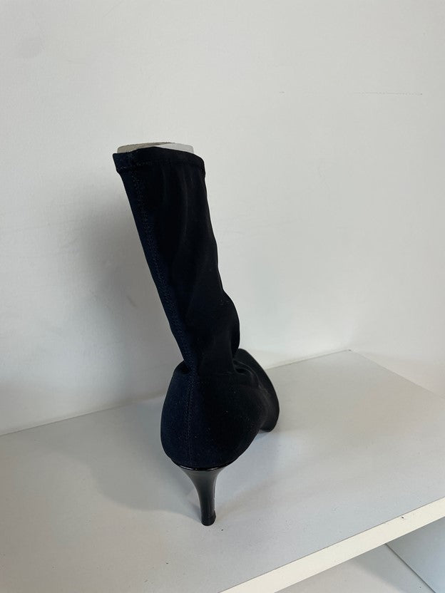 Black Suede Heeled Pointed Toe Booties