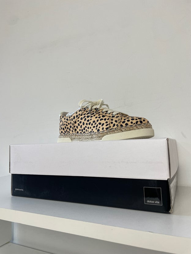 Leopard Print Sparkle Detail Canvas Sneakers