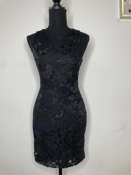 Black Floral Lace Mini Dress