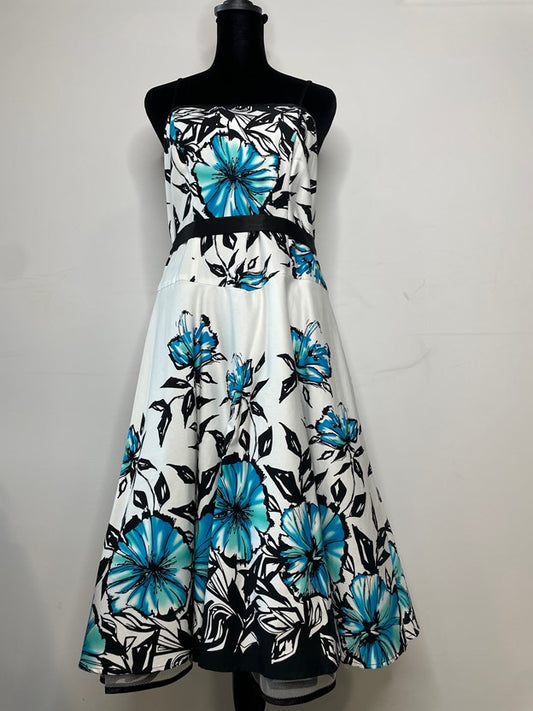 A Line Spaghetti Strap Midi Dress Floral Print