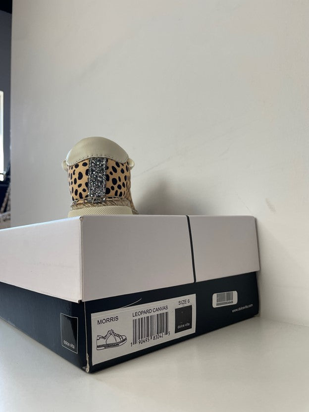 Leopard Print Sparkle Detail Canvas Sneakers