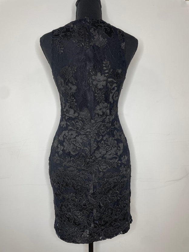 Black Floral Lace Mini Dress
