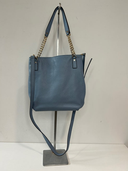 Pebble leather tote bag Light blue with gold hardware detachable long shoulder strap