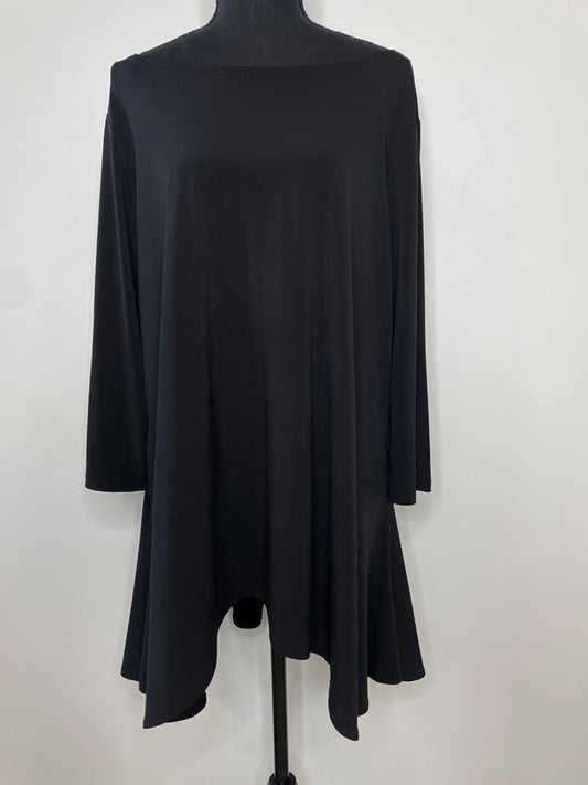 Asymmetrical Hem Black Flowy Top