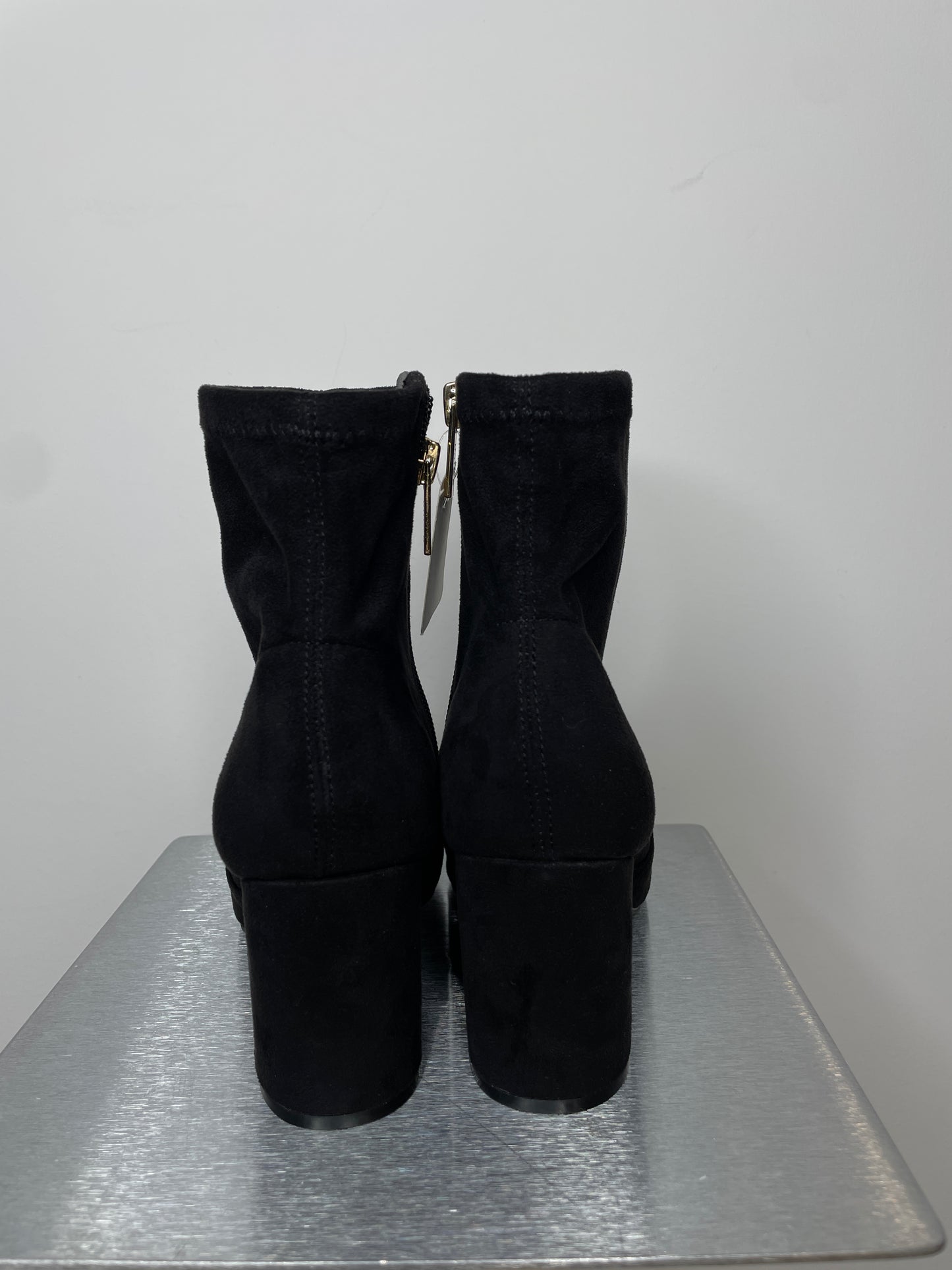 Black suede heeled booties