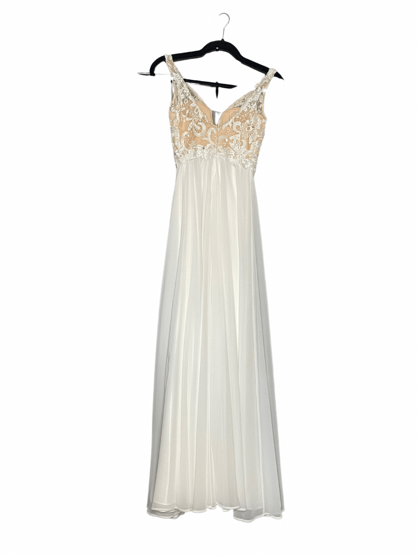 V neck lace top gown