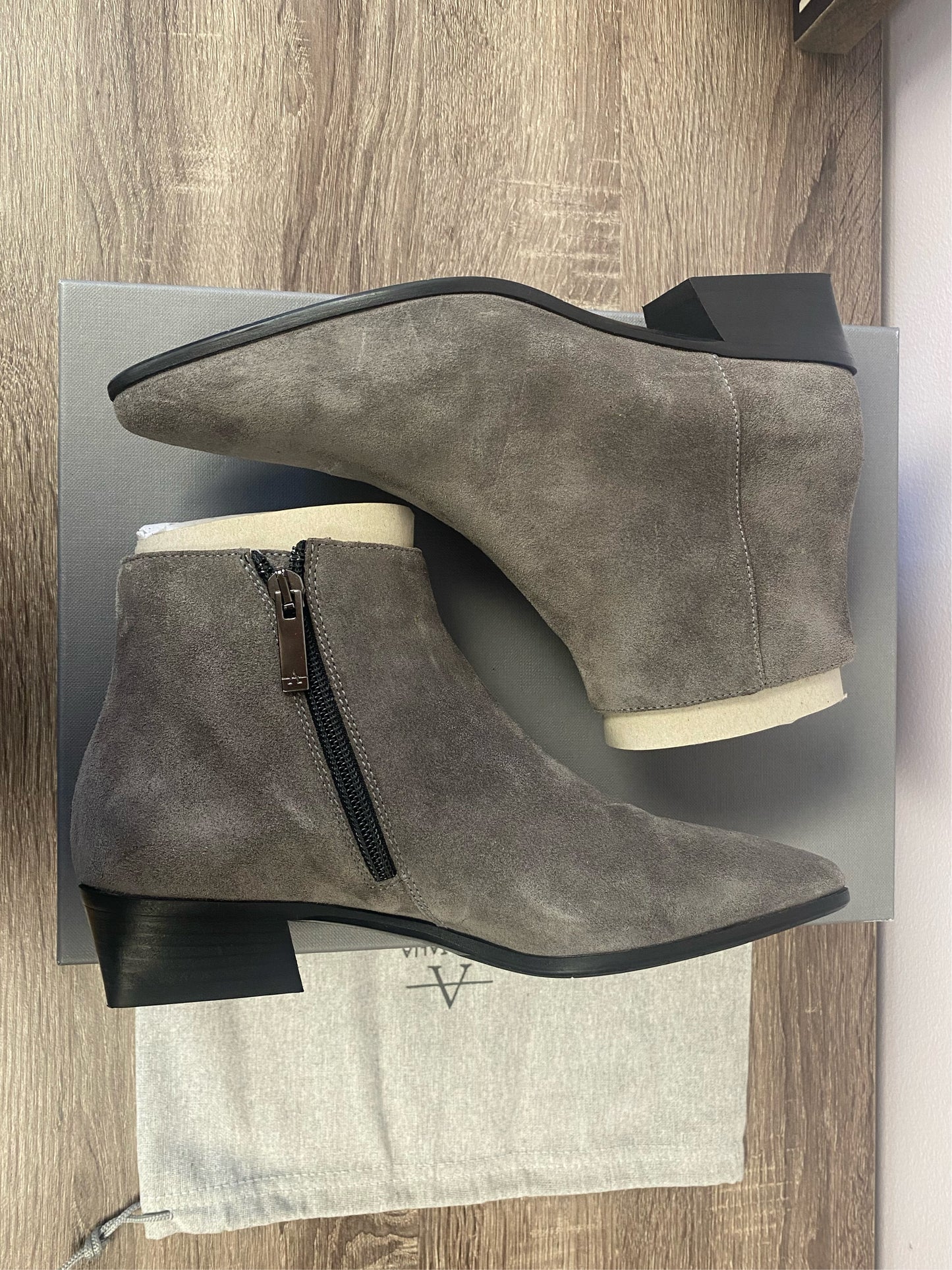 Dark Grey Suede Booties
