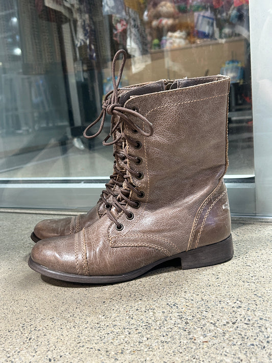 Leather lace up combat boots