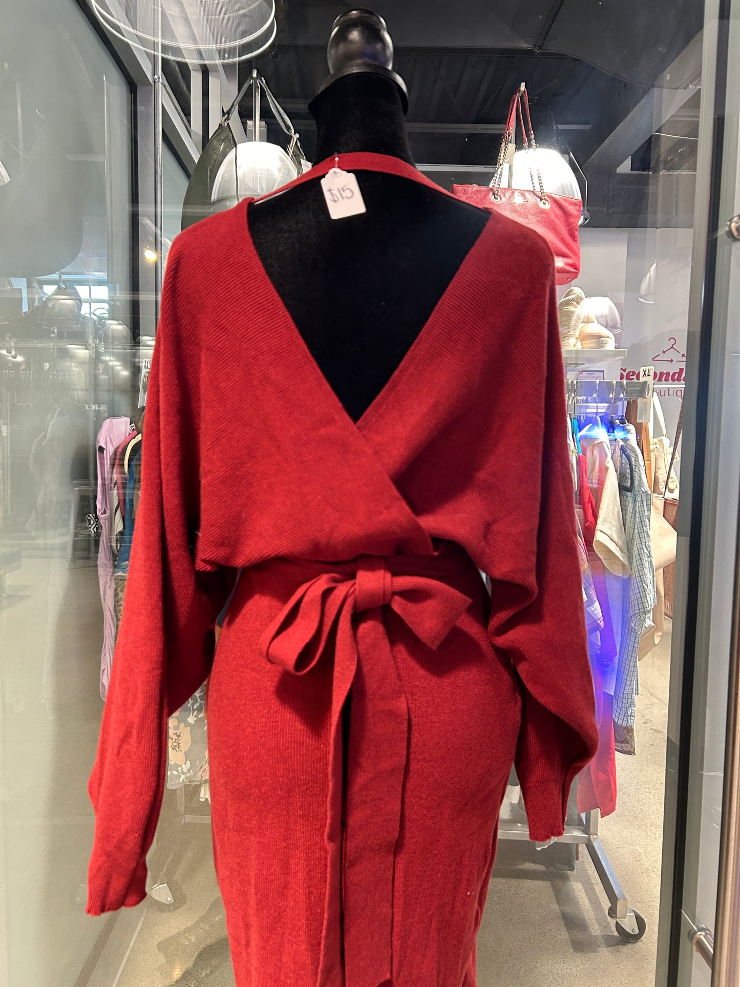 Ribbed Knit Wrap Dress