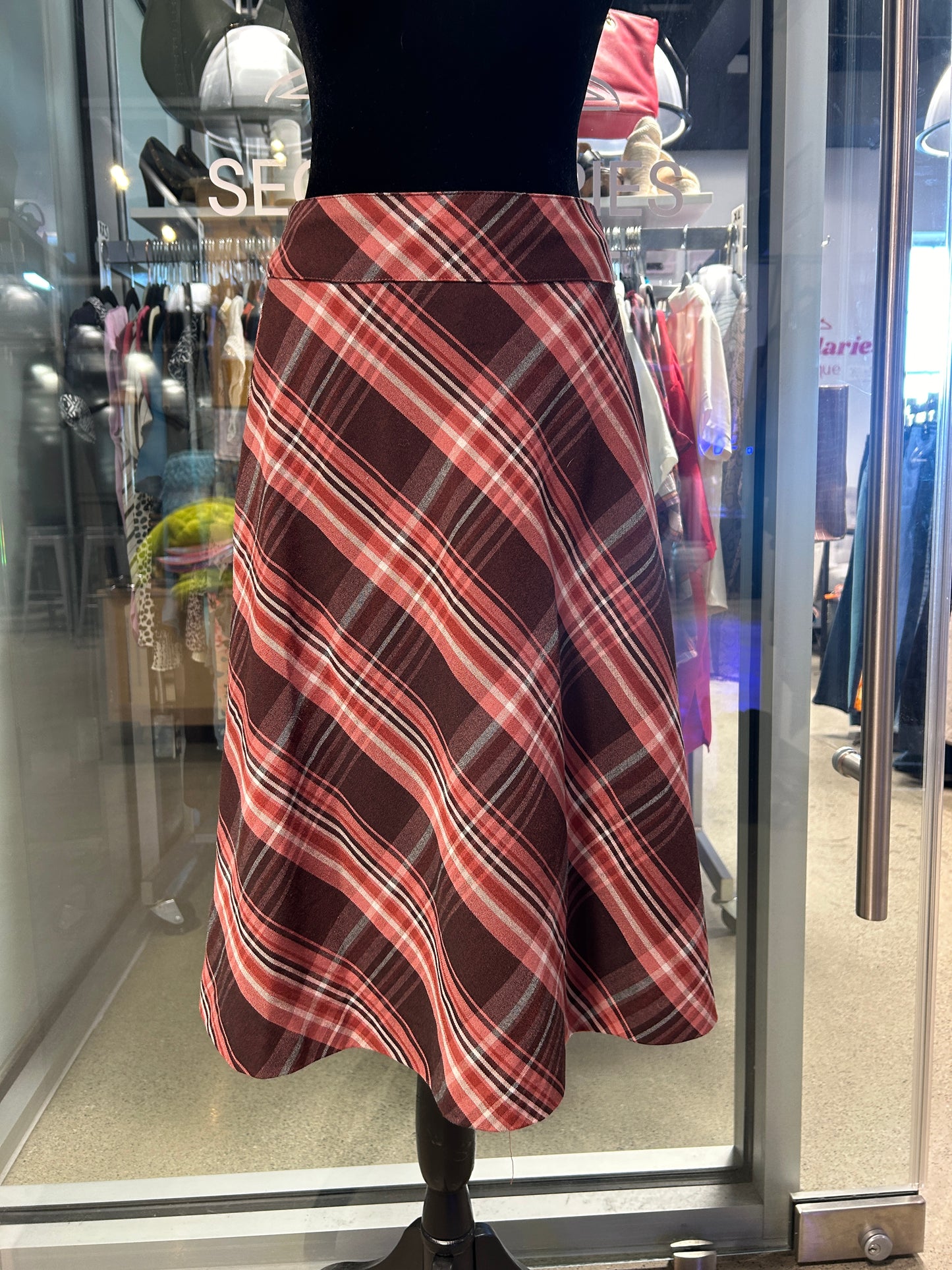 “H&M” Plaid Midi- Skirt