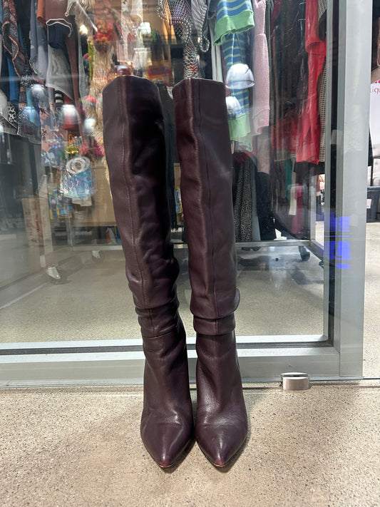 Slouchy leather knee-high boots