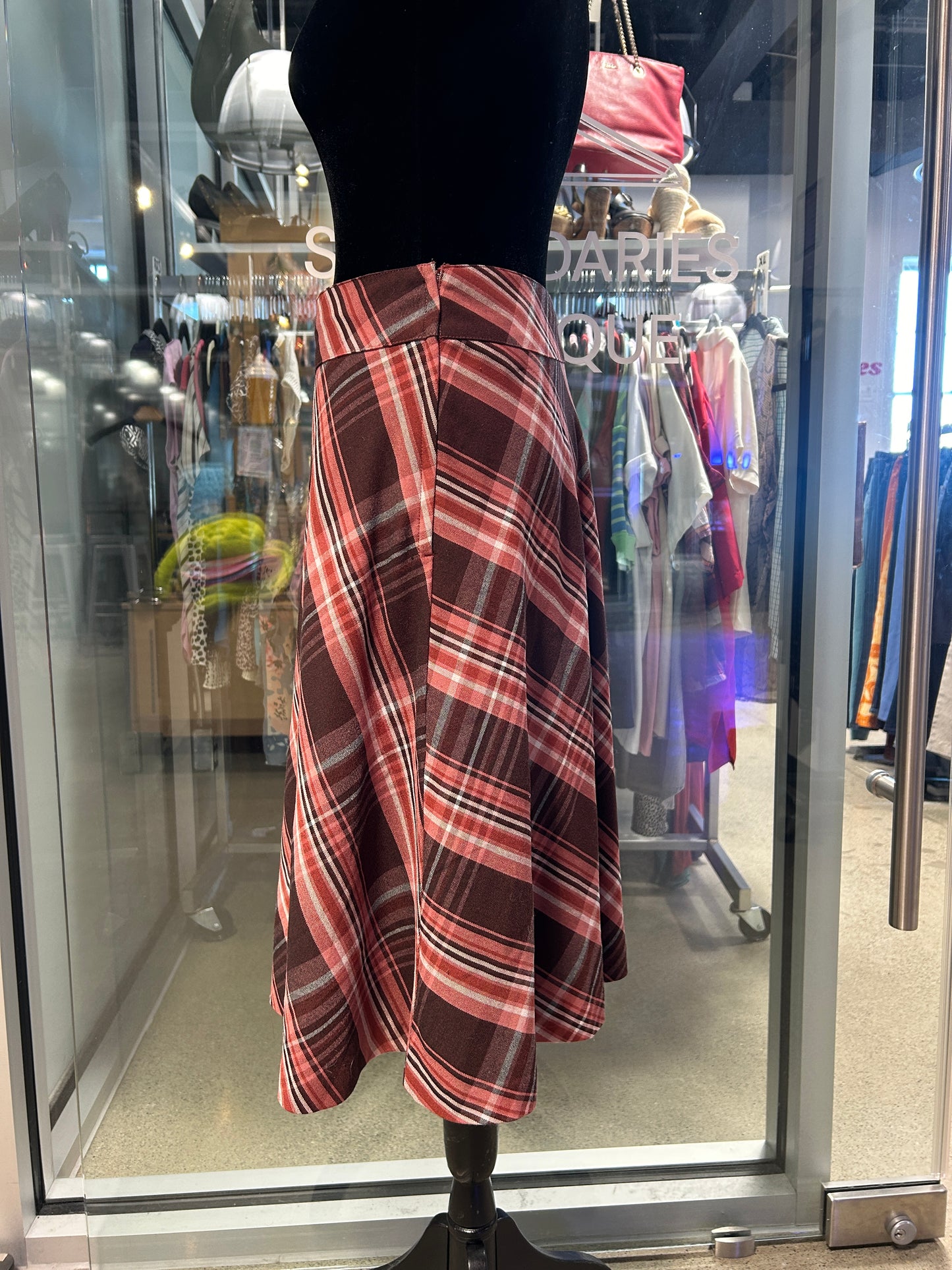 “H&M” Plaid Midi- Skirt