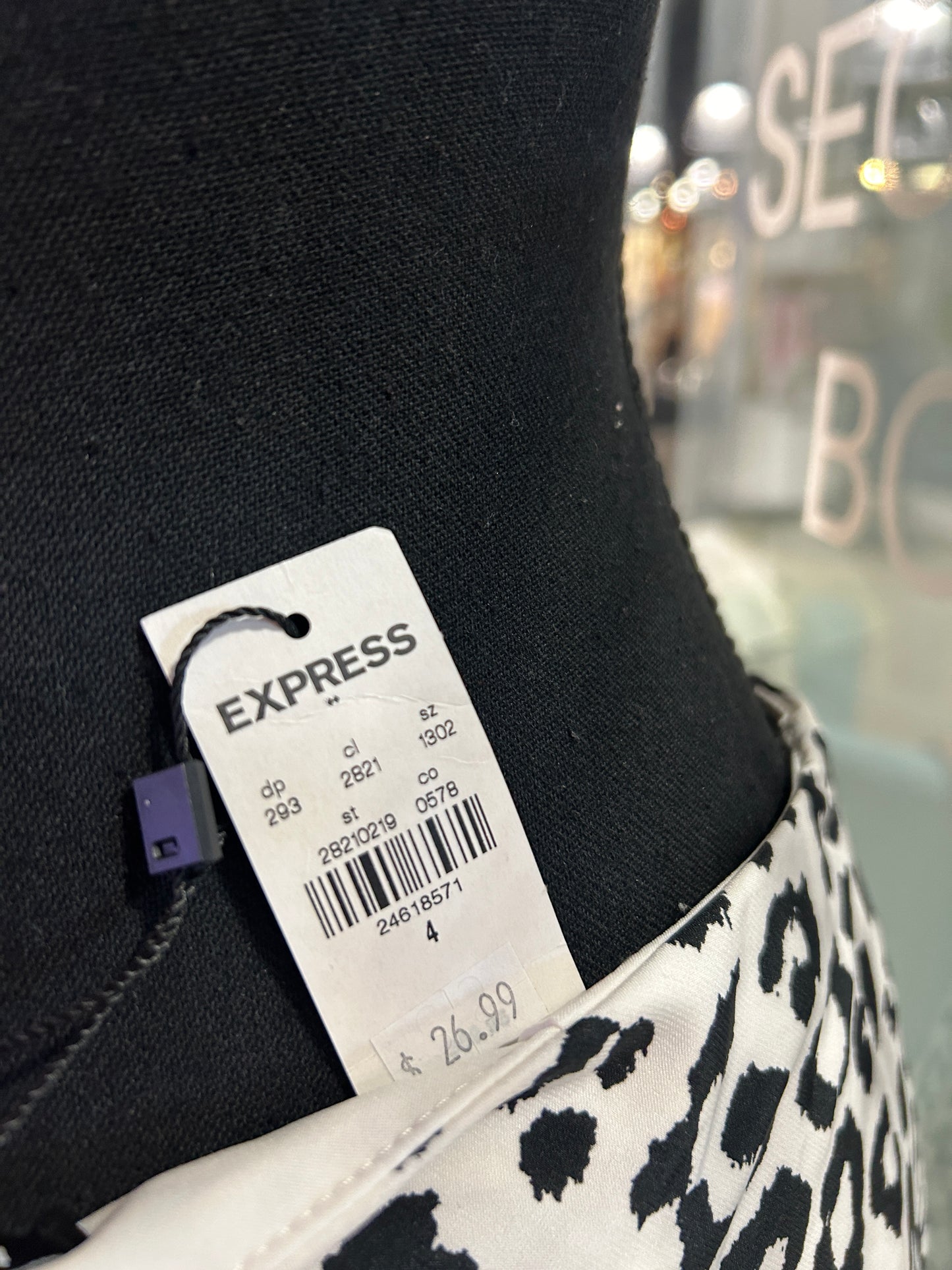 Black & white leopard print midi skirt