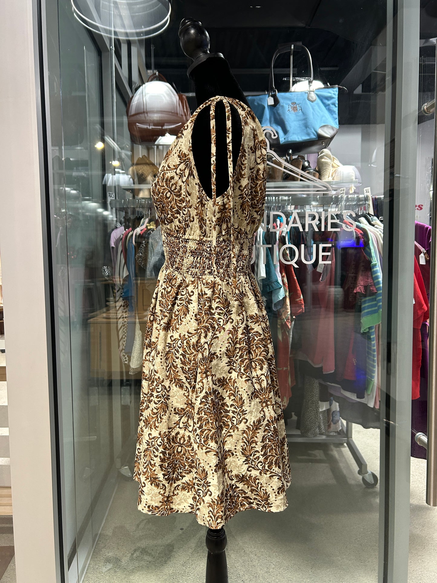 “Cupshe” Damask Sleeveless Smocked Waist Mini Dress
