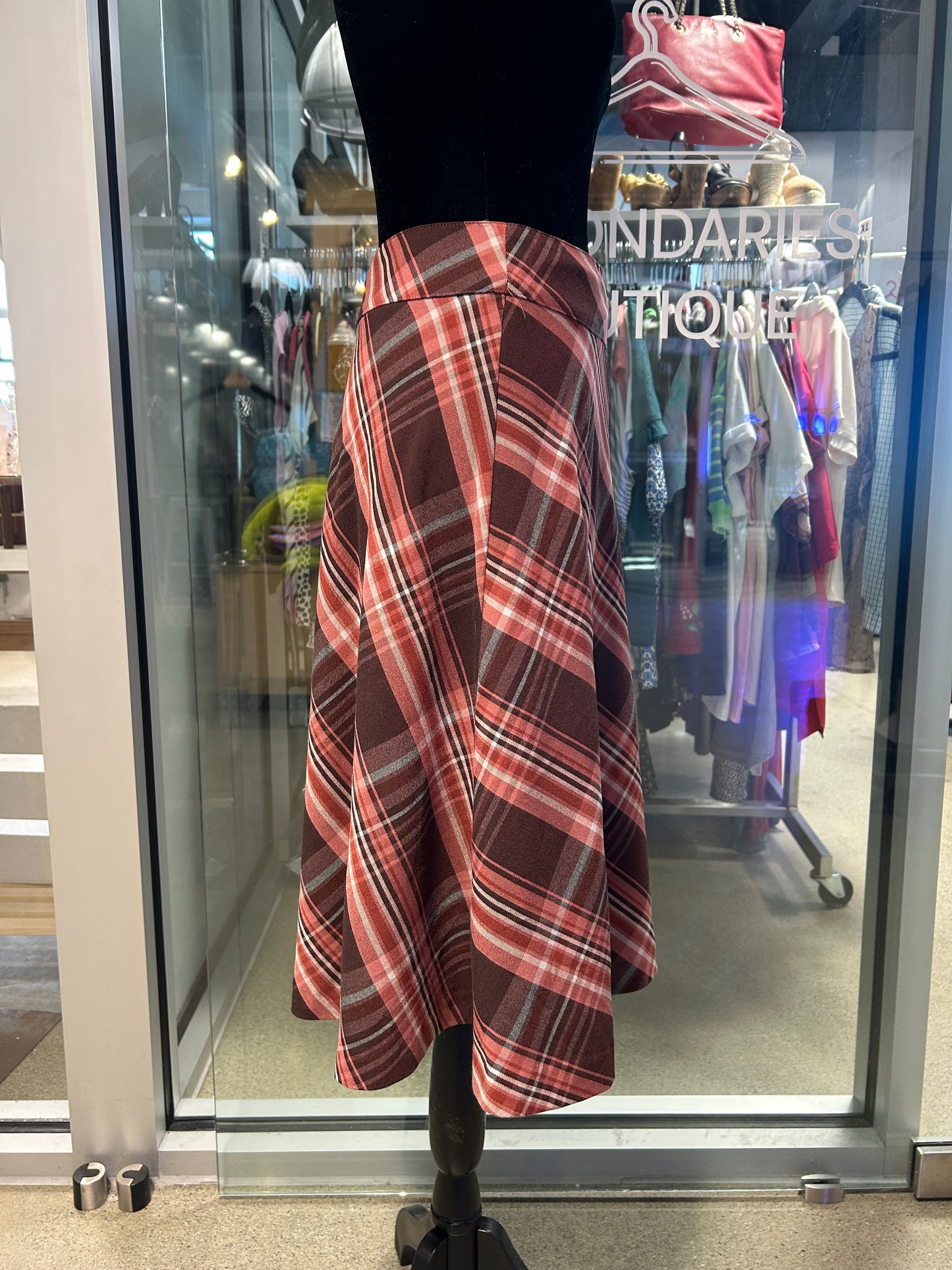 “H&M” Plaid Midi- Skirt
