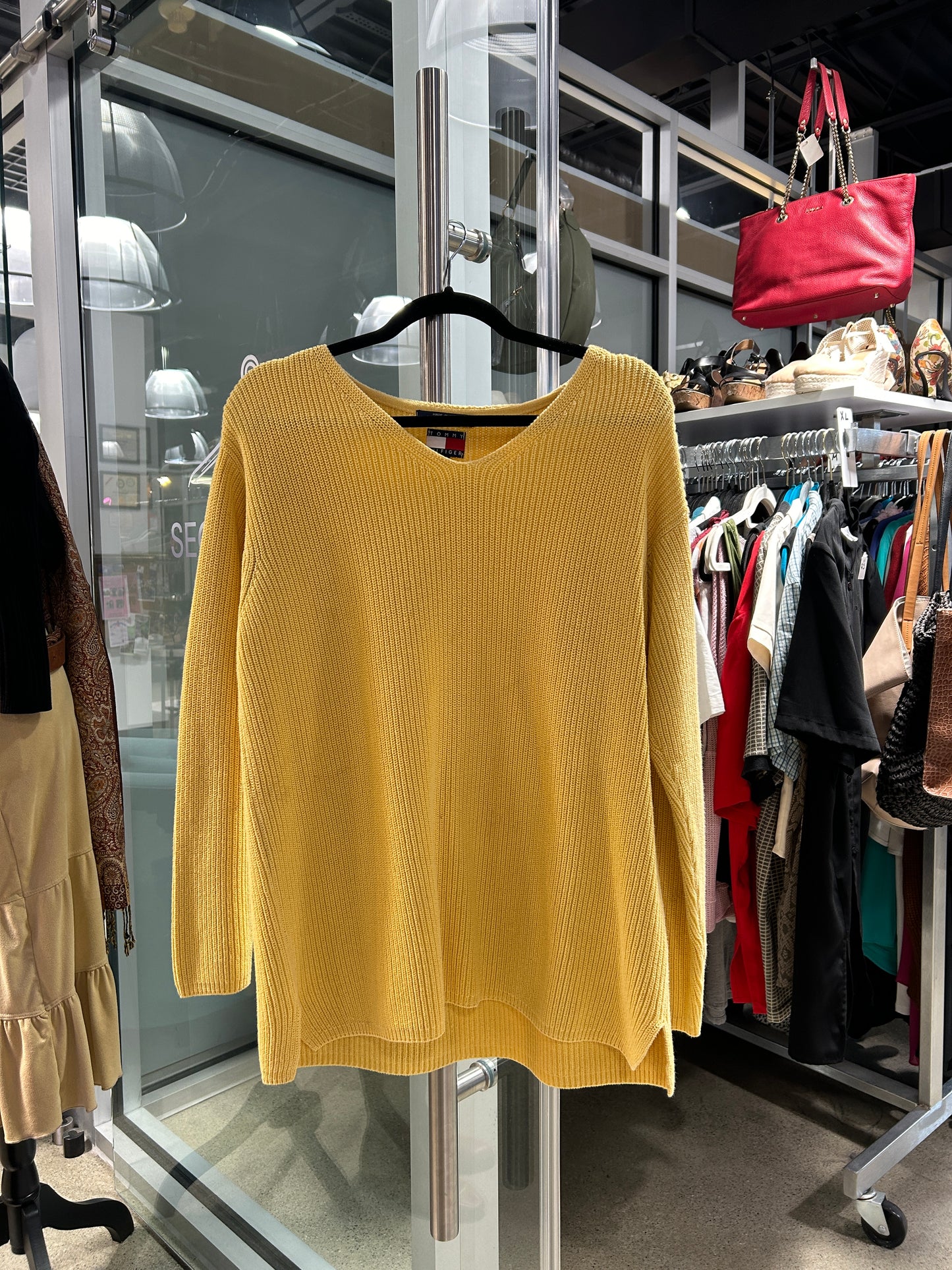 Yellow Tommy Hilfiger Scoop Neck Knit Sweater