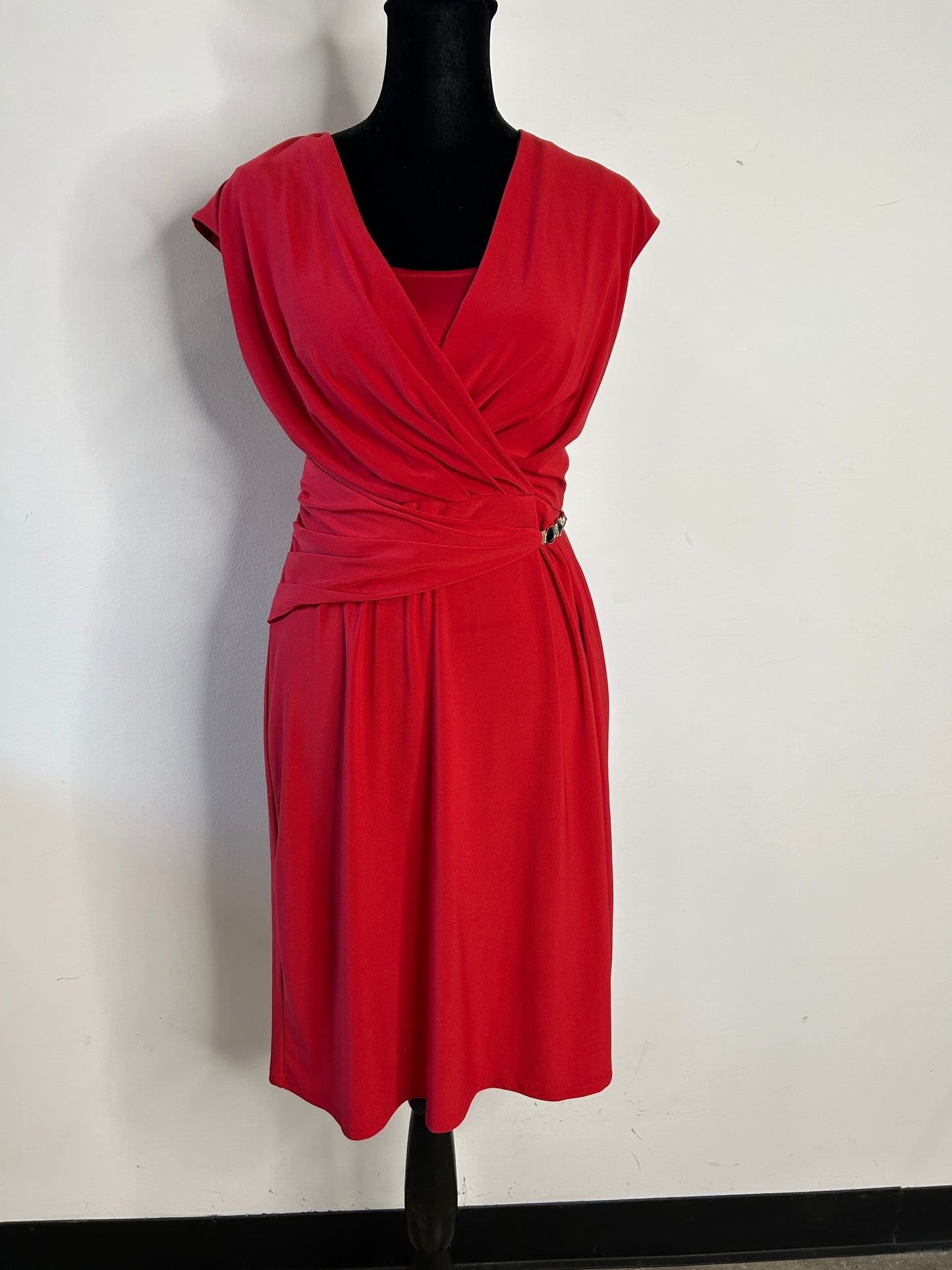 Red Wrap-Style Dress