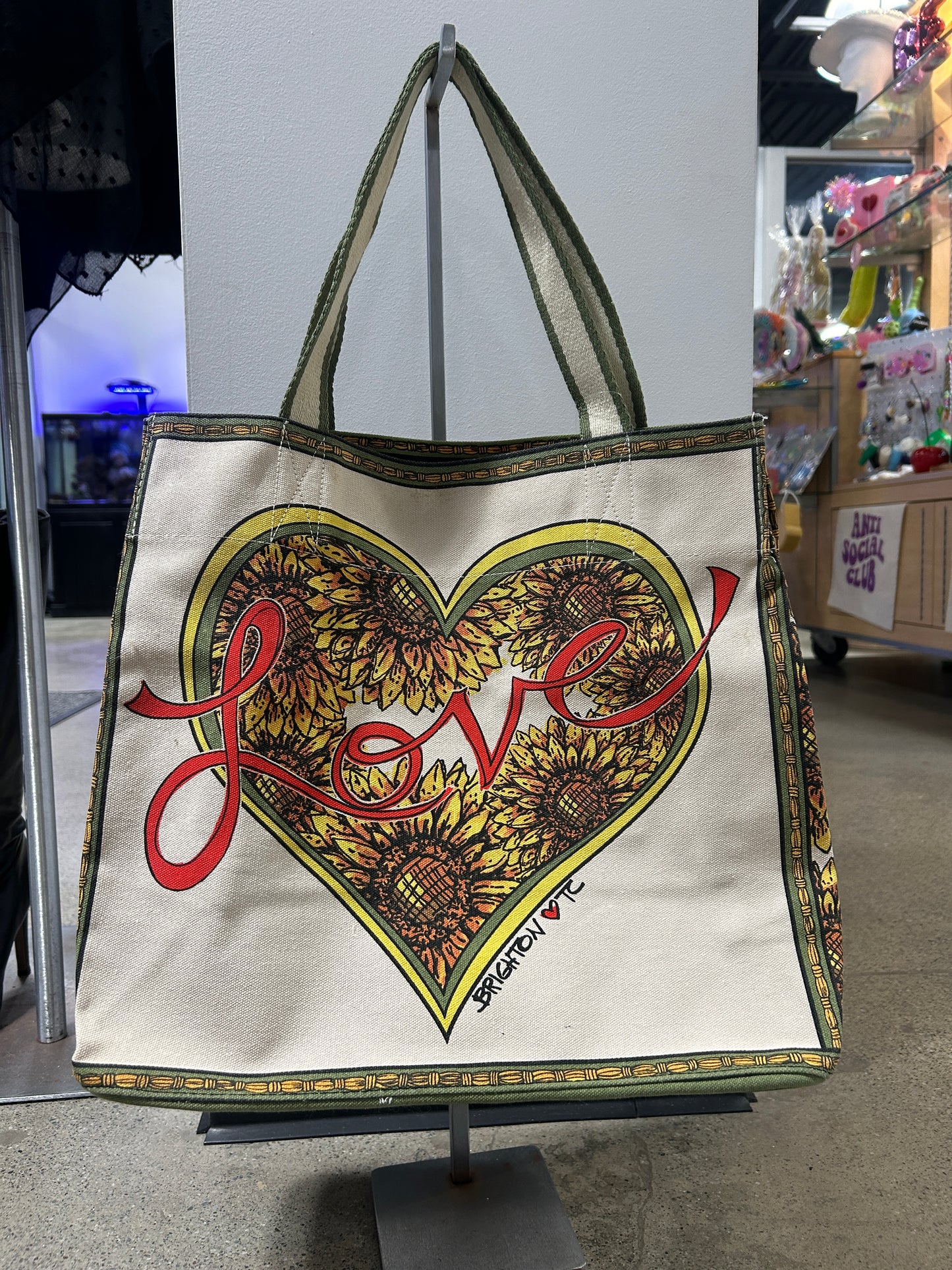 Sunflower love canvas tote bag