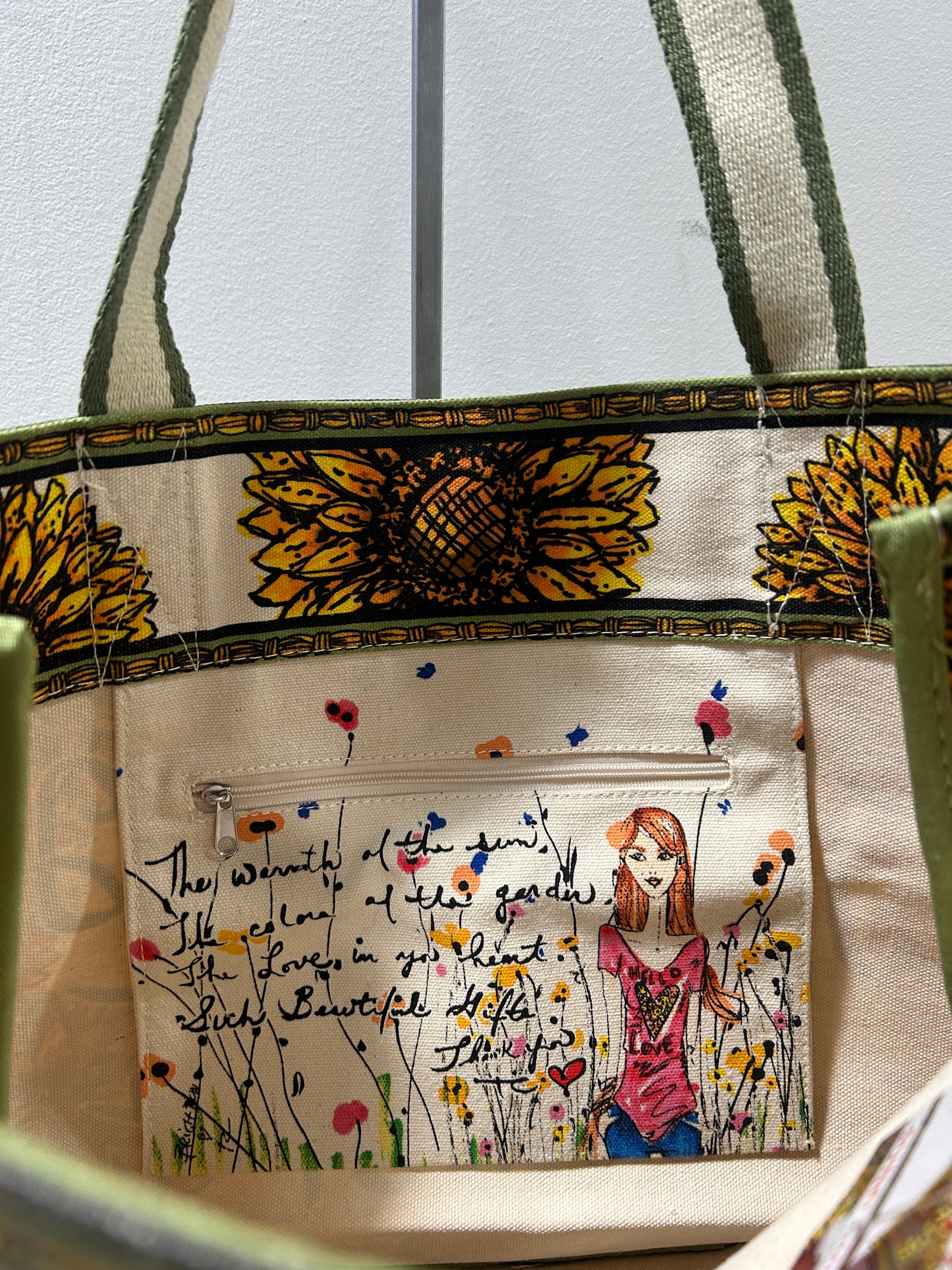 Sunflower love canvas tote bag
