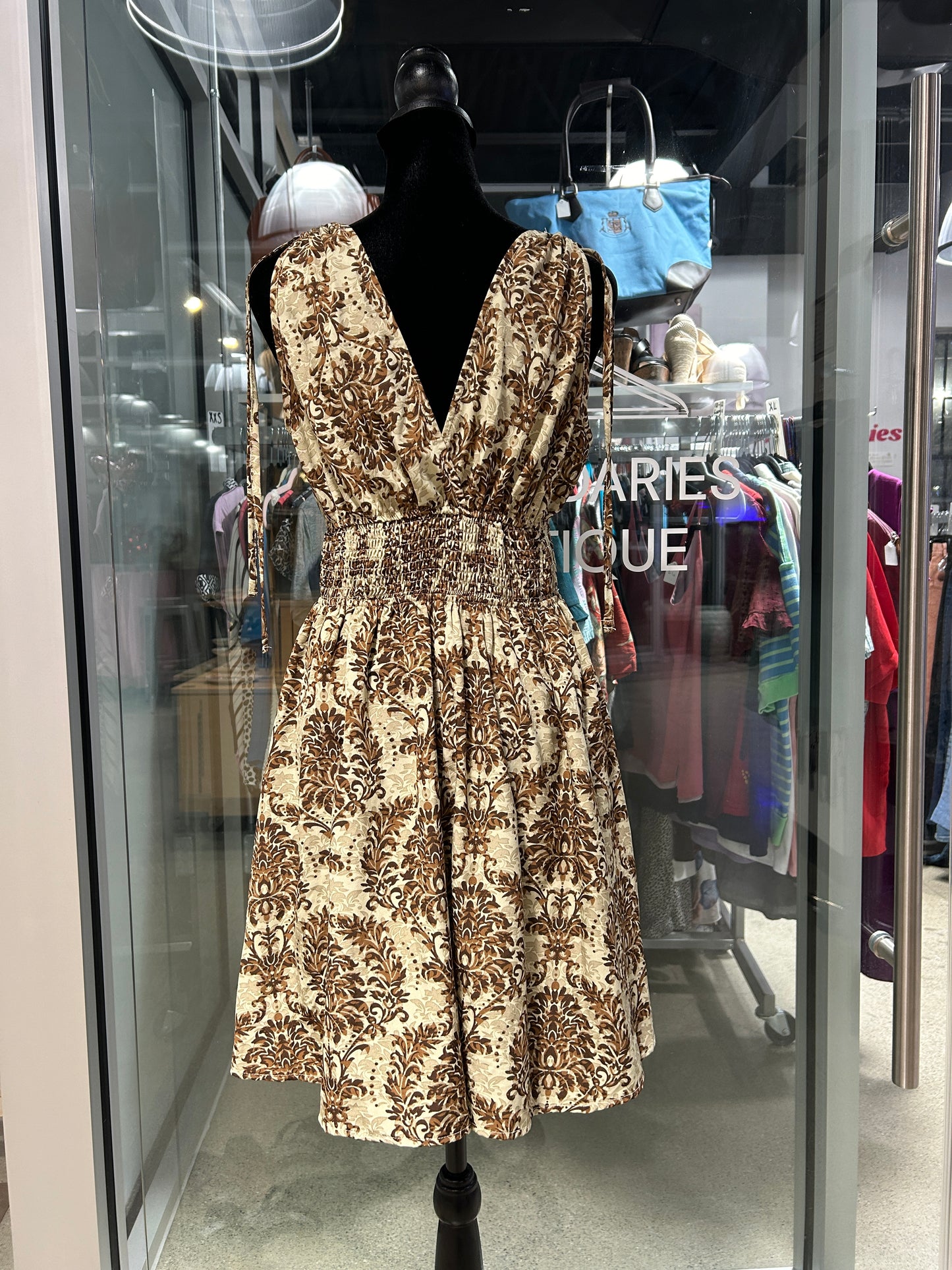 “Cupshe” Damask Sleeveless Smocked Waist Mini Dress