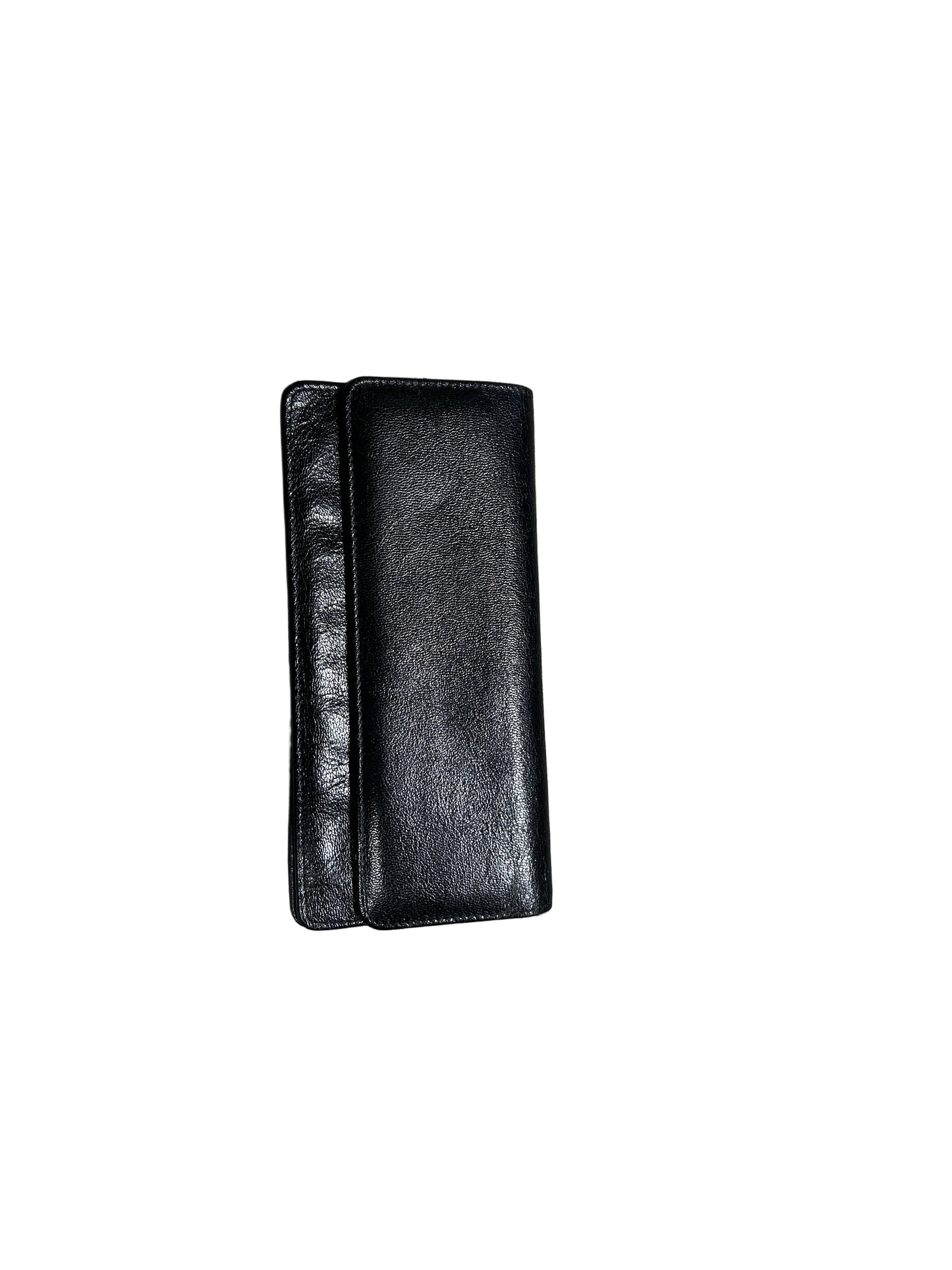 Black wallet with gold zipper