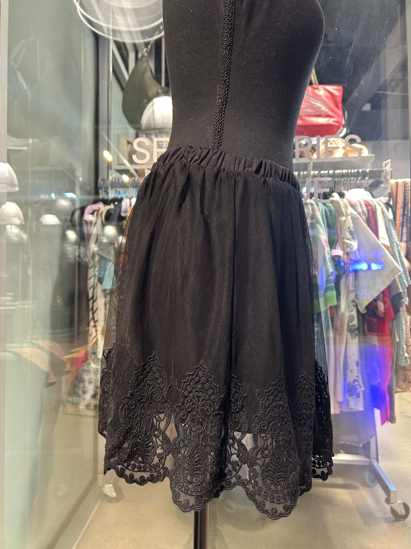 Black mesh lace skirt
