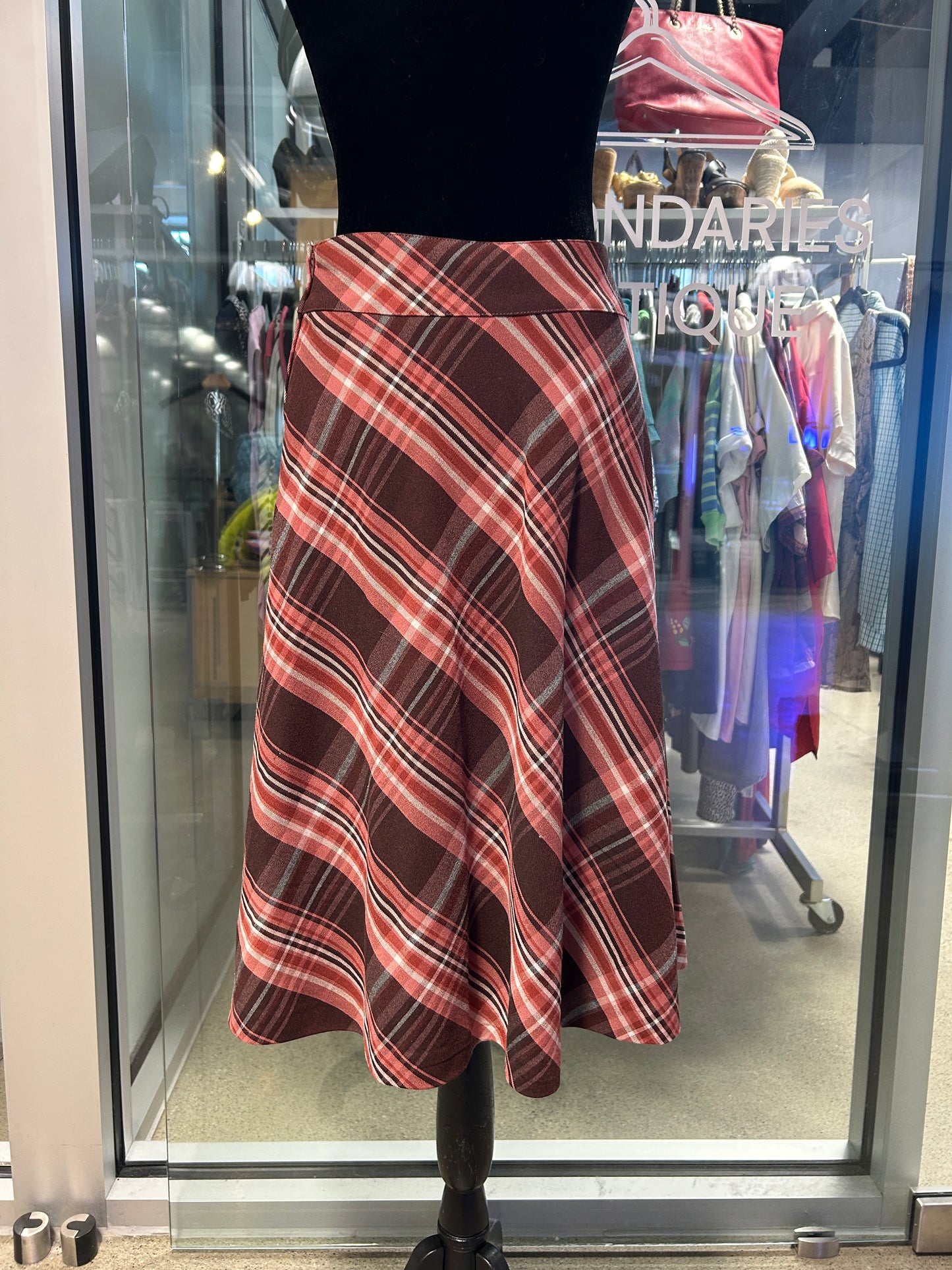 “H&M” Plaid Midi- Skirt
