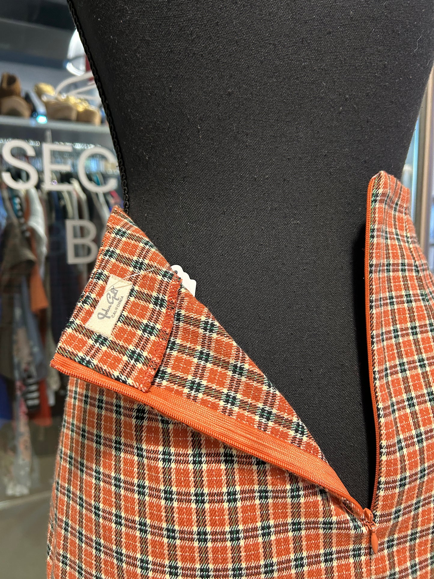 Mini orange plaid skirt