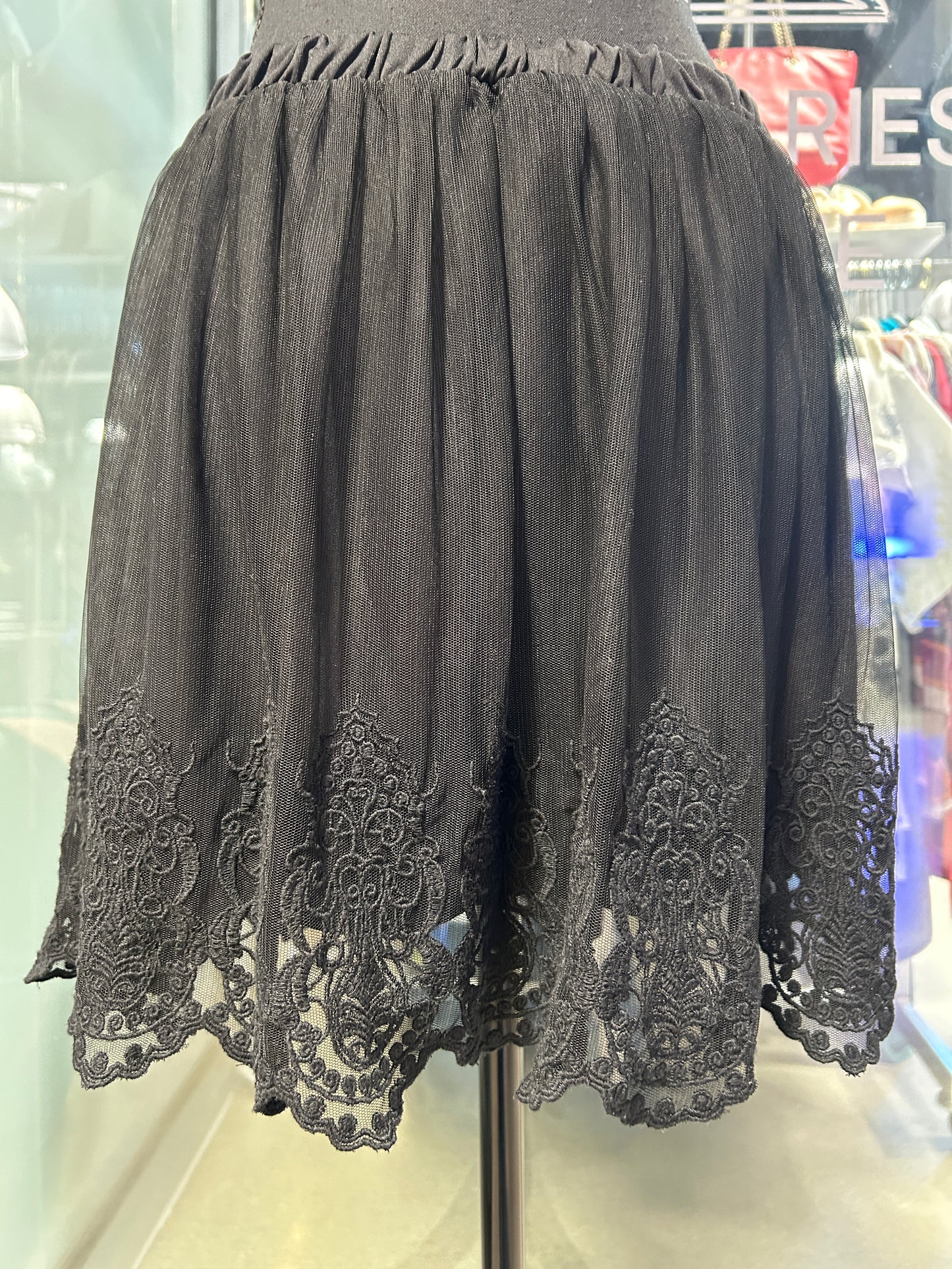 Black mesh lace skirt