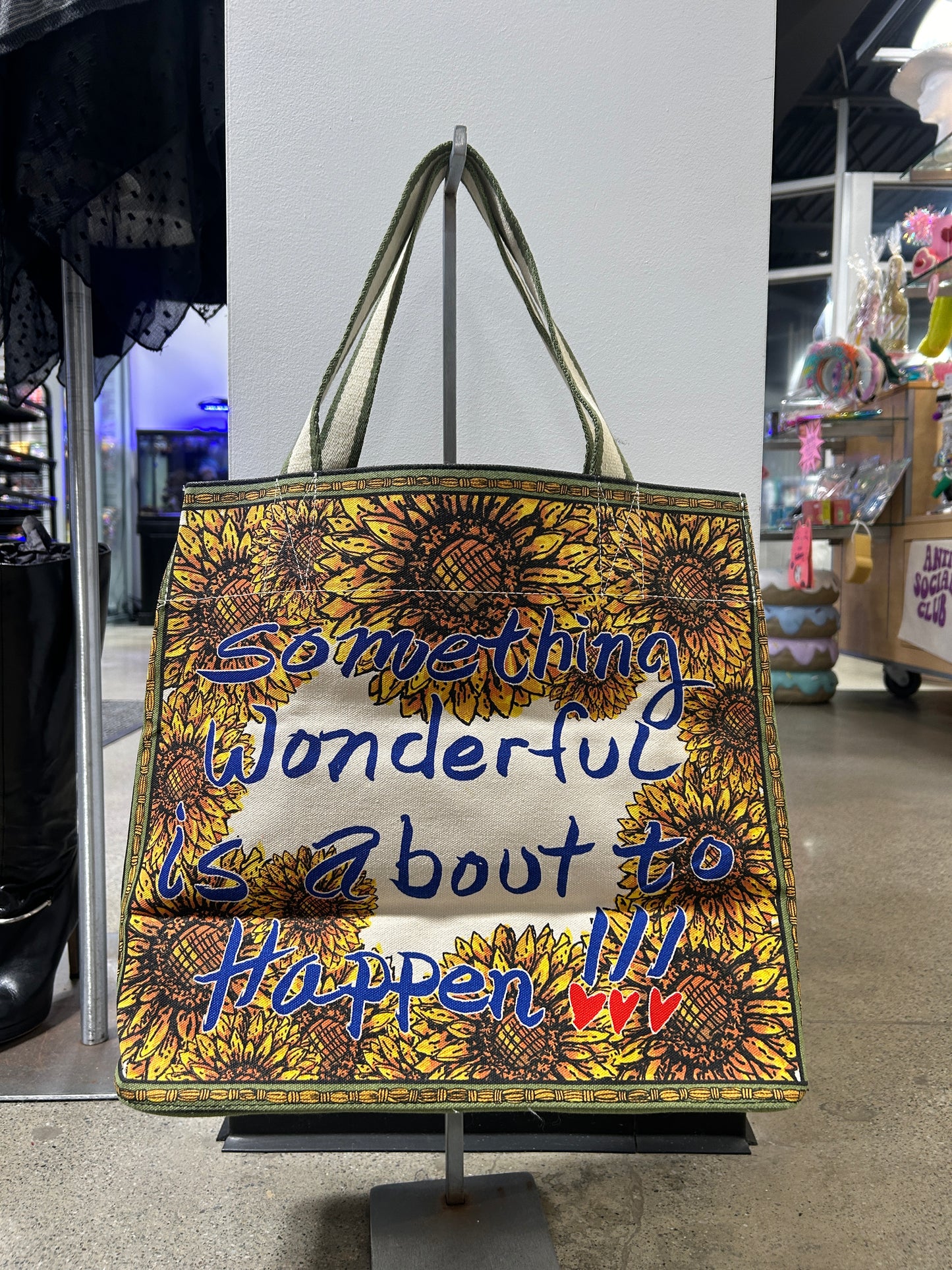 Sunflower love canvas tote bag